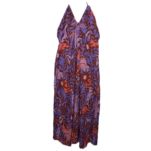 XIRENA Floral Tiered Maxi Dress Purple Sun Dress Size L NWOT - Picture 1 of 7